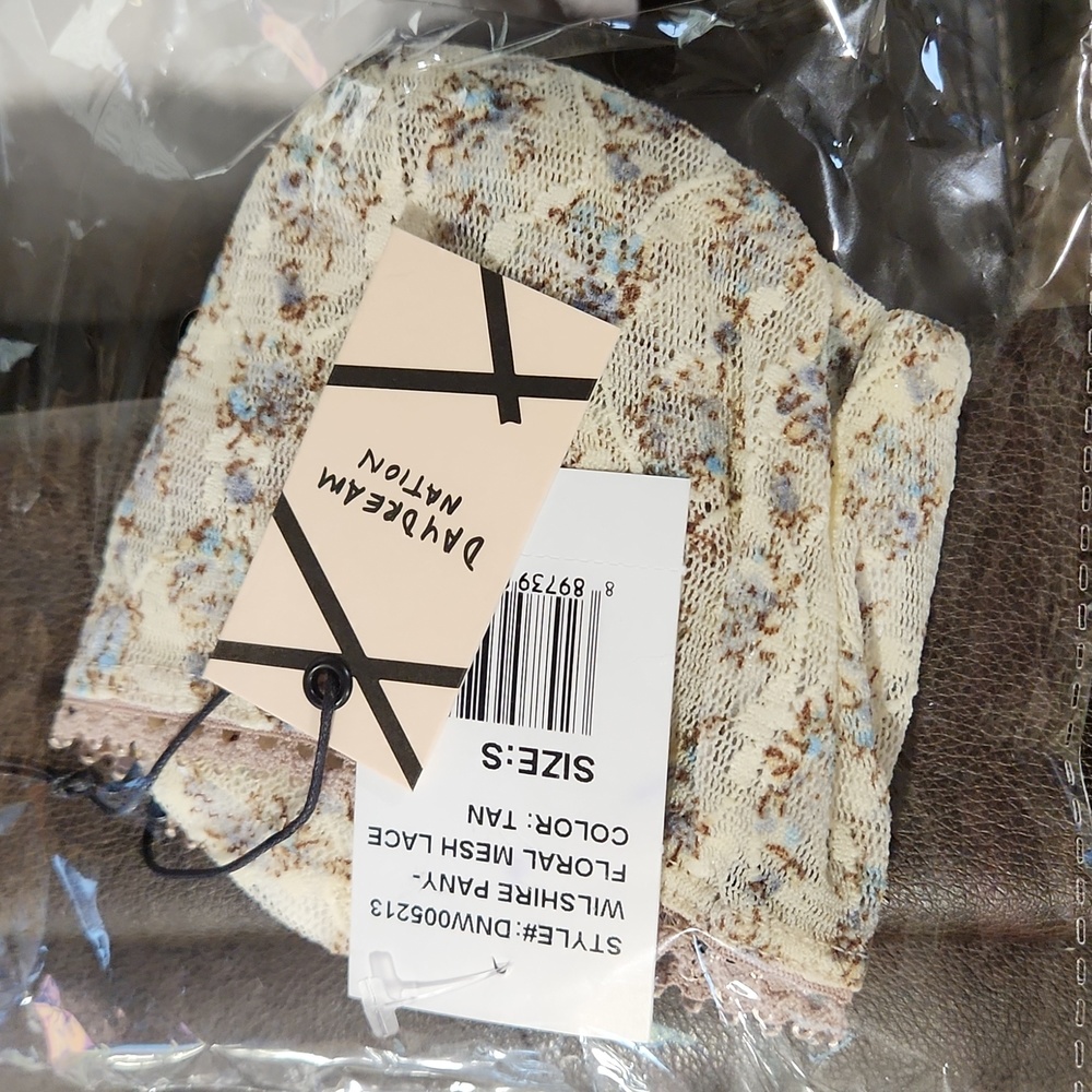 New Daydream Nation Wilshire Pany- Floral Mesh Lace color-Tan SMALL